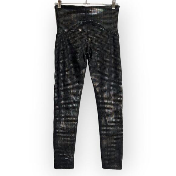 Spanx Metallic Dot Print Active Leggings SIZE M Black Rainbow Yoga Pant 50208R - Picture 2 of 11
